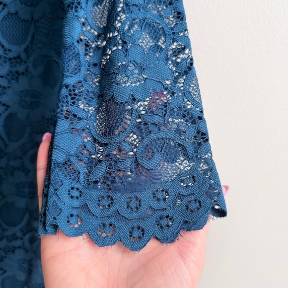 John Rocha Emerald Blue Lace Knee Length Dress - Picture 6 of 16